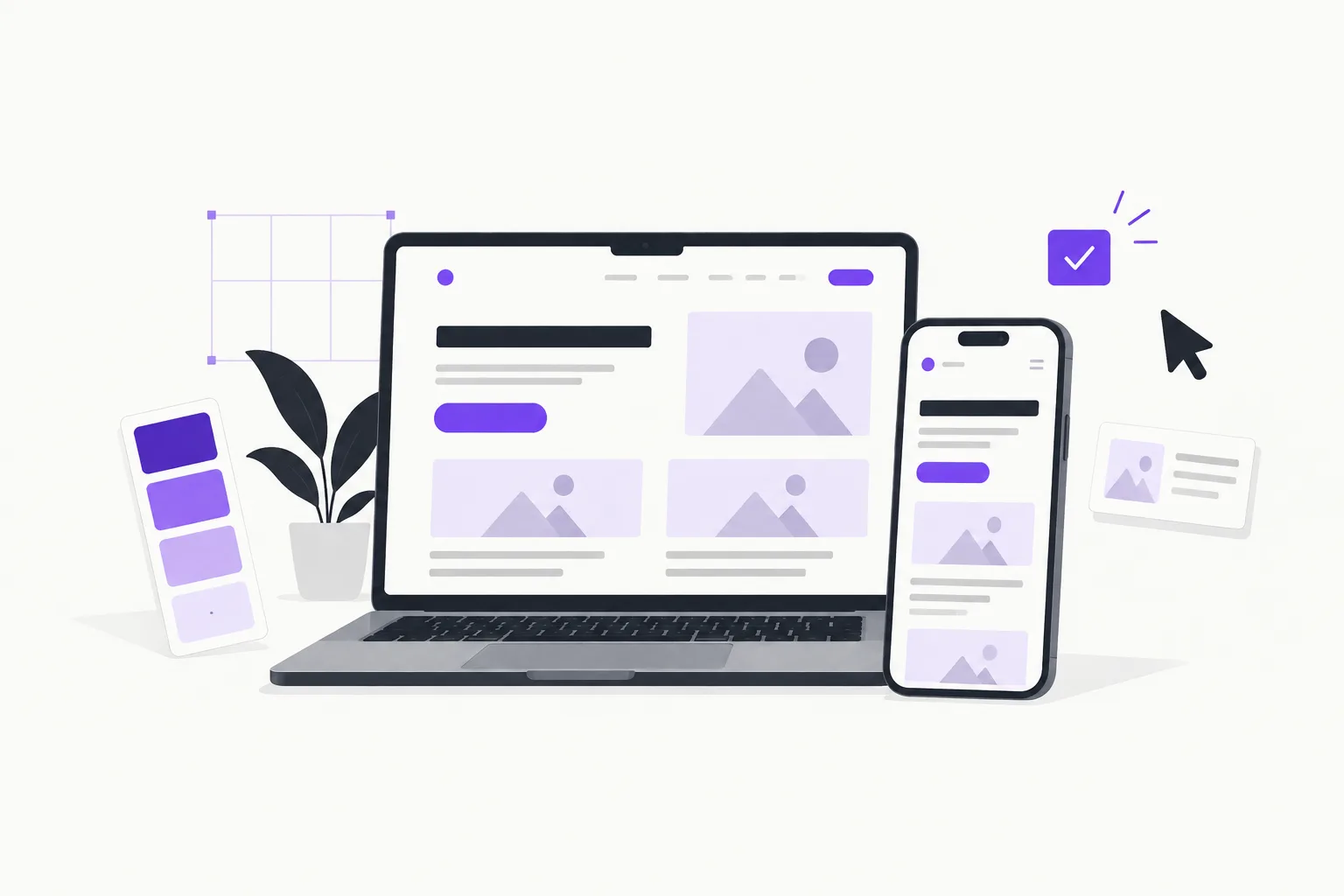 Webdesign Dorsten: Illustration von Laptop und Smartphone mit einem Website-Layout