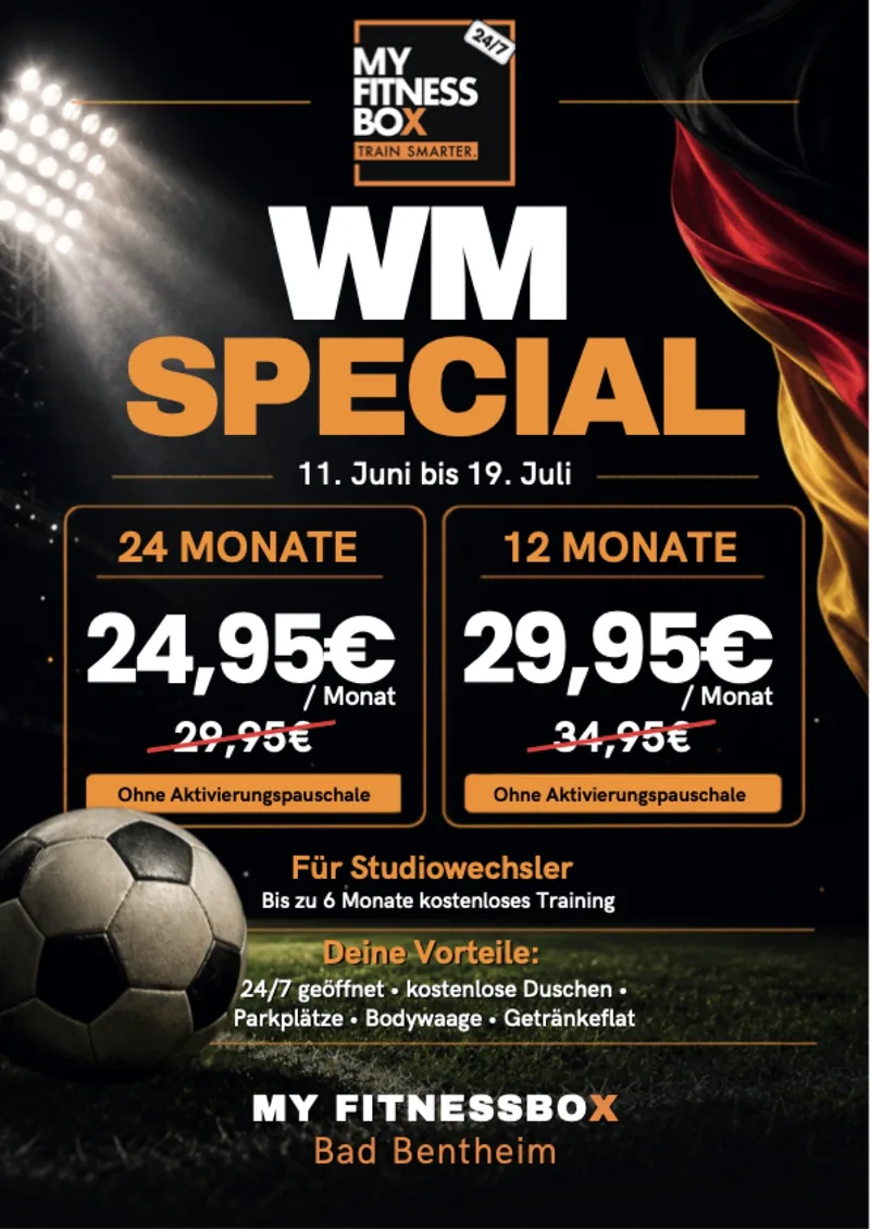 Plakat zur WM-Aktion für My Fitnessbox